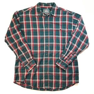 Woolrich Plaid Button Up Blue Red Sz Large